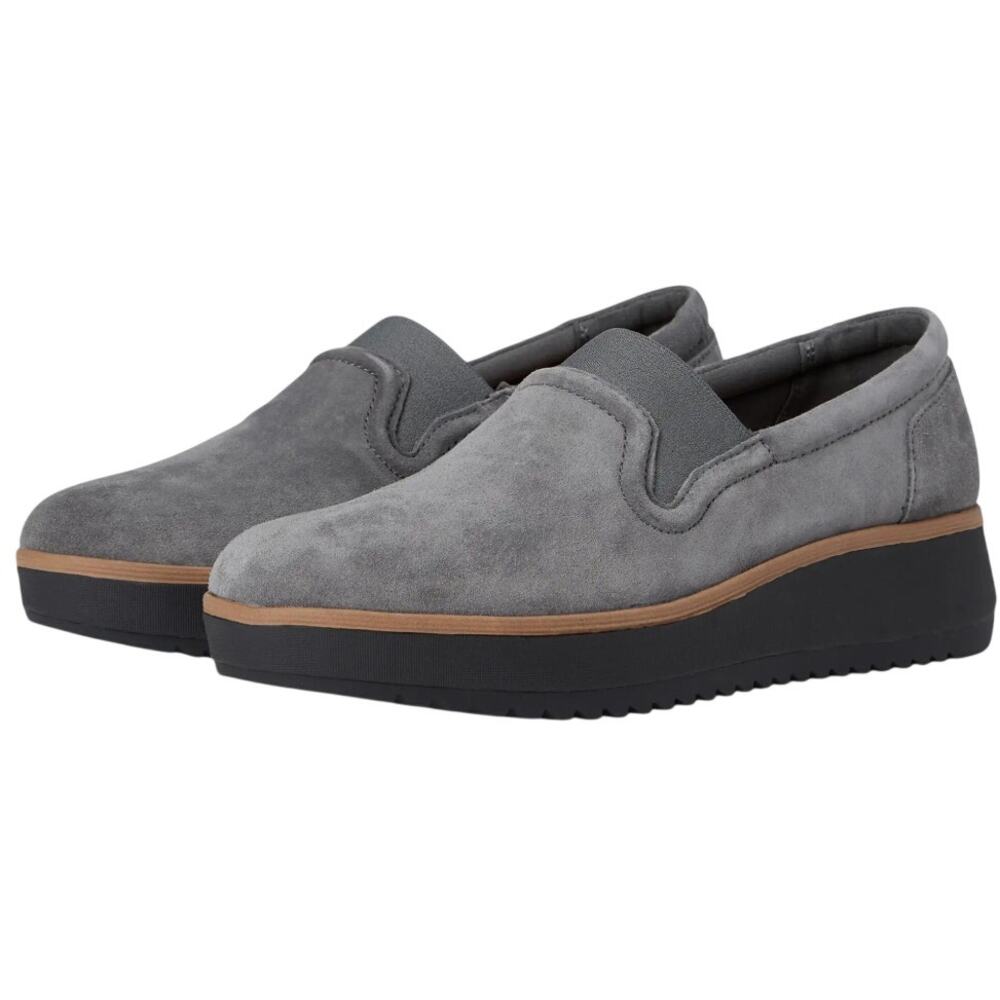 Clarks Womens Zylah Sky Platform Loafers Size 11 M EU 42.5 Grey Suede NWOB